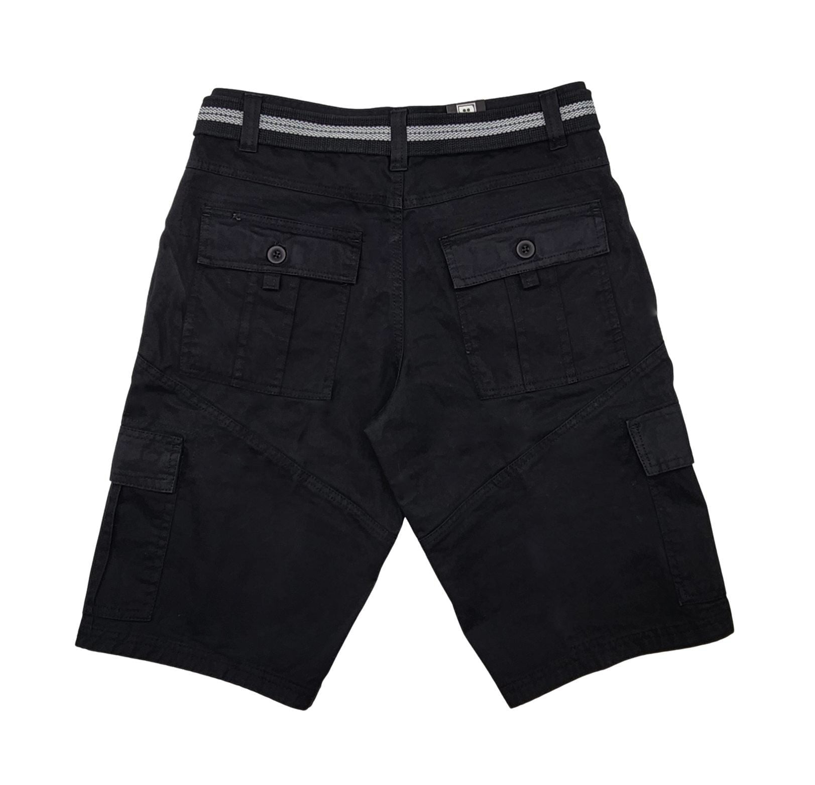 PLOREO MEN'S CARGO SHORTS WITH BELT (BLACK)