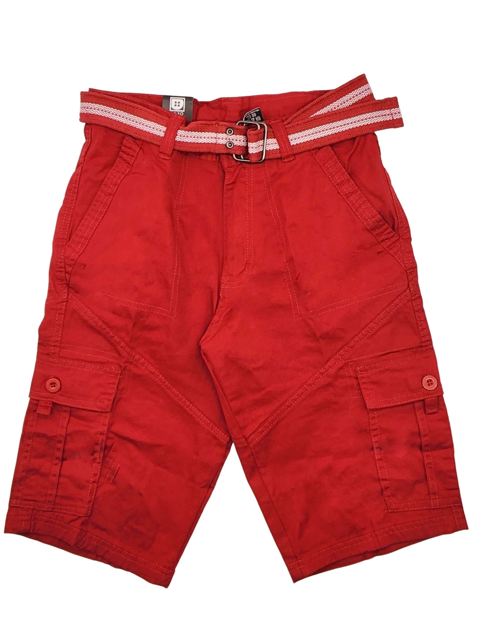 PLOREO MEN'S CARGO SHORTS WITH BELT (RED)