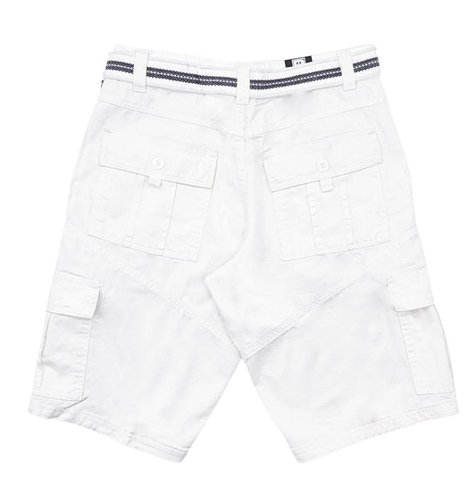 PLOREO MEN'S CARGO SHORTS WITH BELT (WHITE)