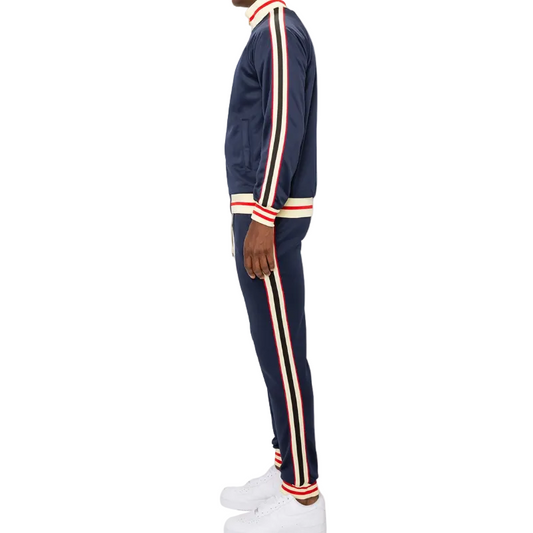 2 PCS TRACKSUITS WITH SIDETAPE (NAVY & CREAM)