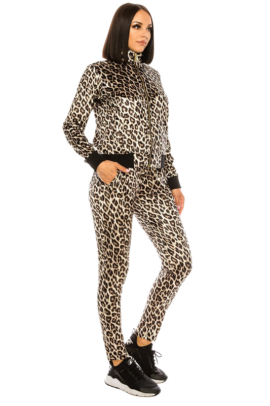 2 PCS WOMEN VELOUR CAMO TRACKSUIT (BROWN CAMO)