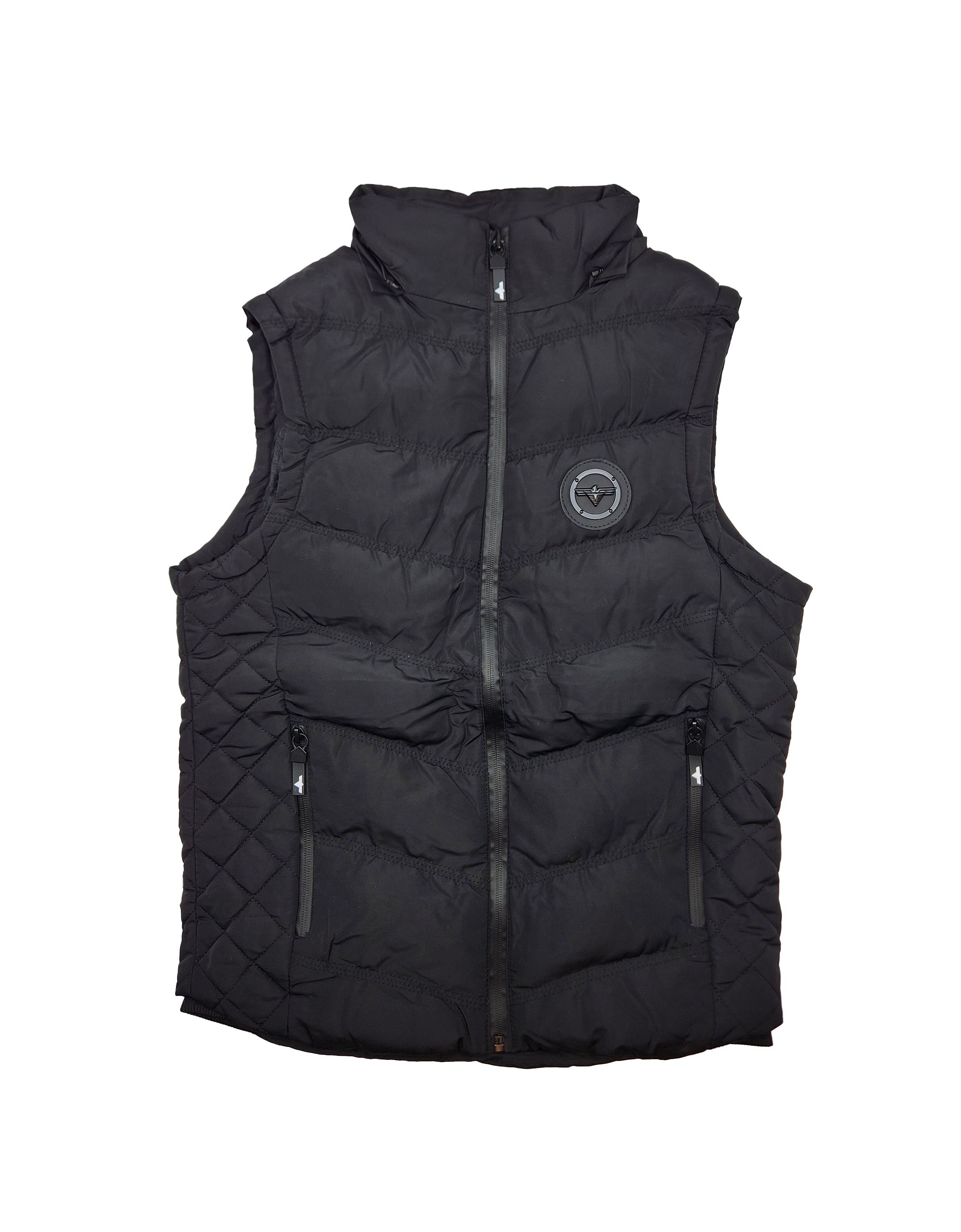 V.I.P. COLLECTION MEN'S FANCY VEST WITH DETACHABLE HOOD (BLACK)