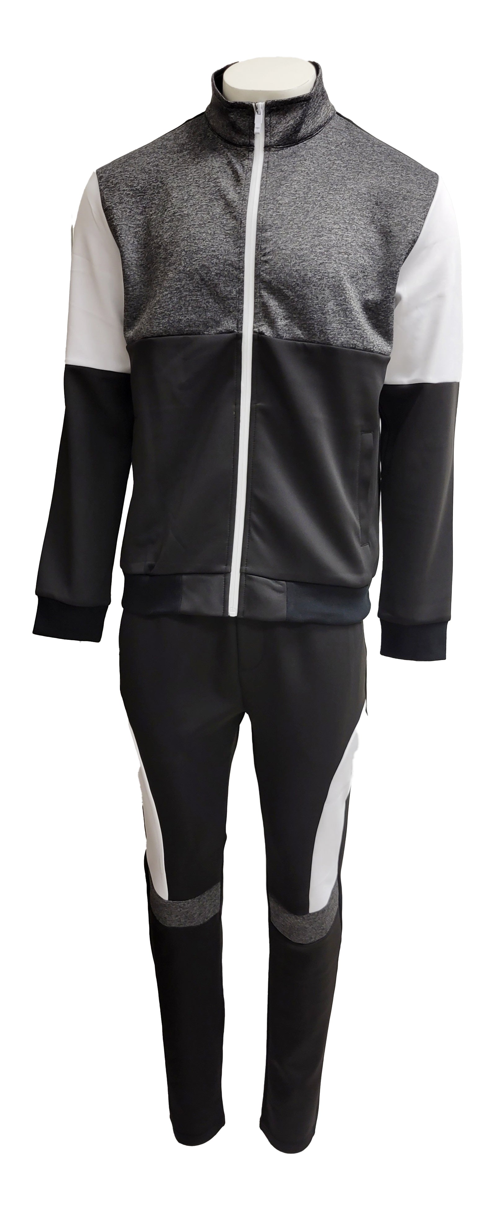 2 PCS VIP BLOCK TRACKSUIT (BLACK/GREY/WHITE)