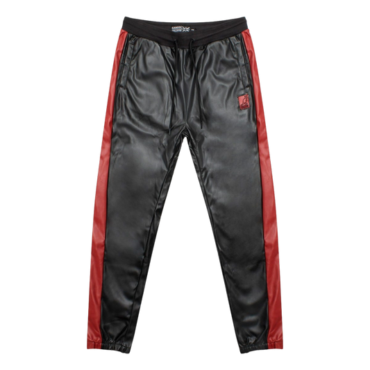 KANGOL VEGAN LEATHER BLACK/RED TRACKSET