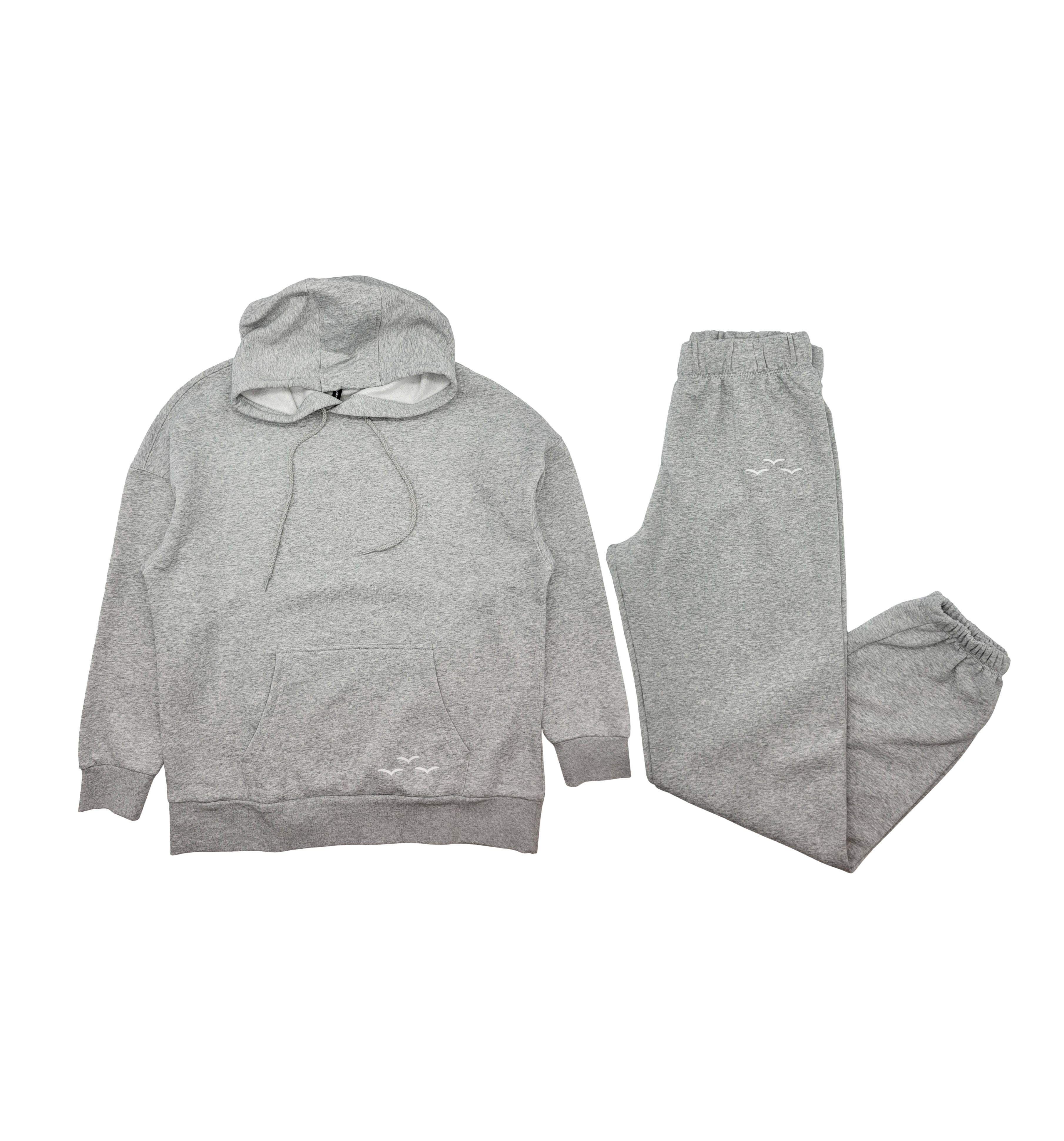 WOMEN LAZY PANTS OVERSIZED FLEECE TRACKSET (GREY)