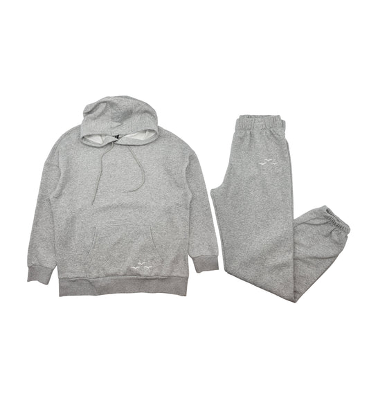 WOMEN LAZY PANTS OVERSIZED FLEECE TRACKSET (GREY)